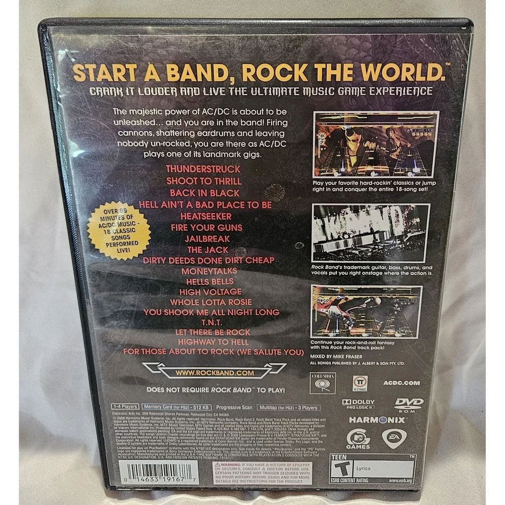 Complete copy of AC/DC Live: Rock Band Track Pack for PlayStation 2.